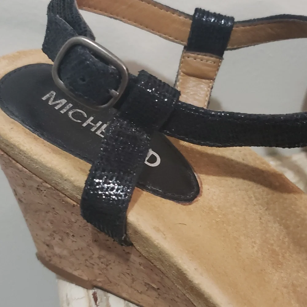 Michelle D 8.5 jewel cork wedge sandals